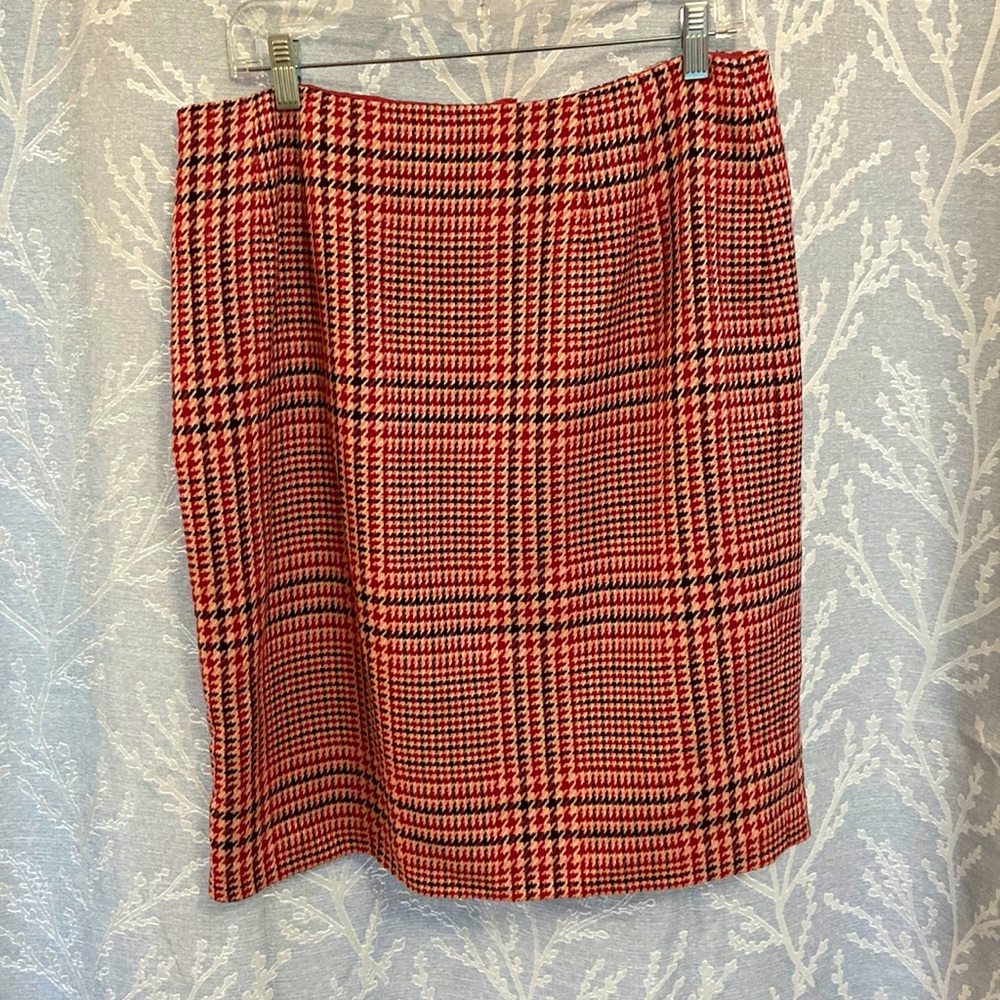 Talbots pink plaid dress skirt